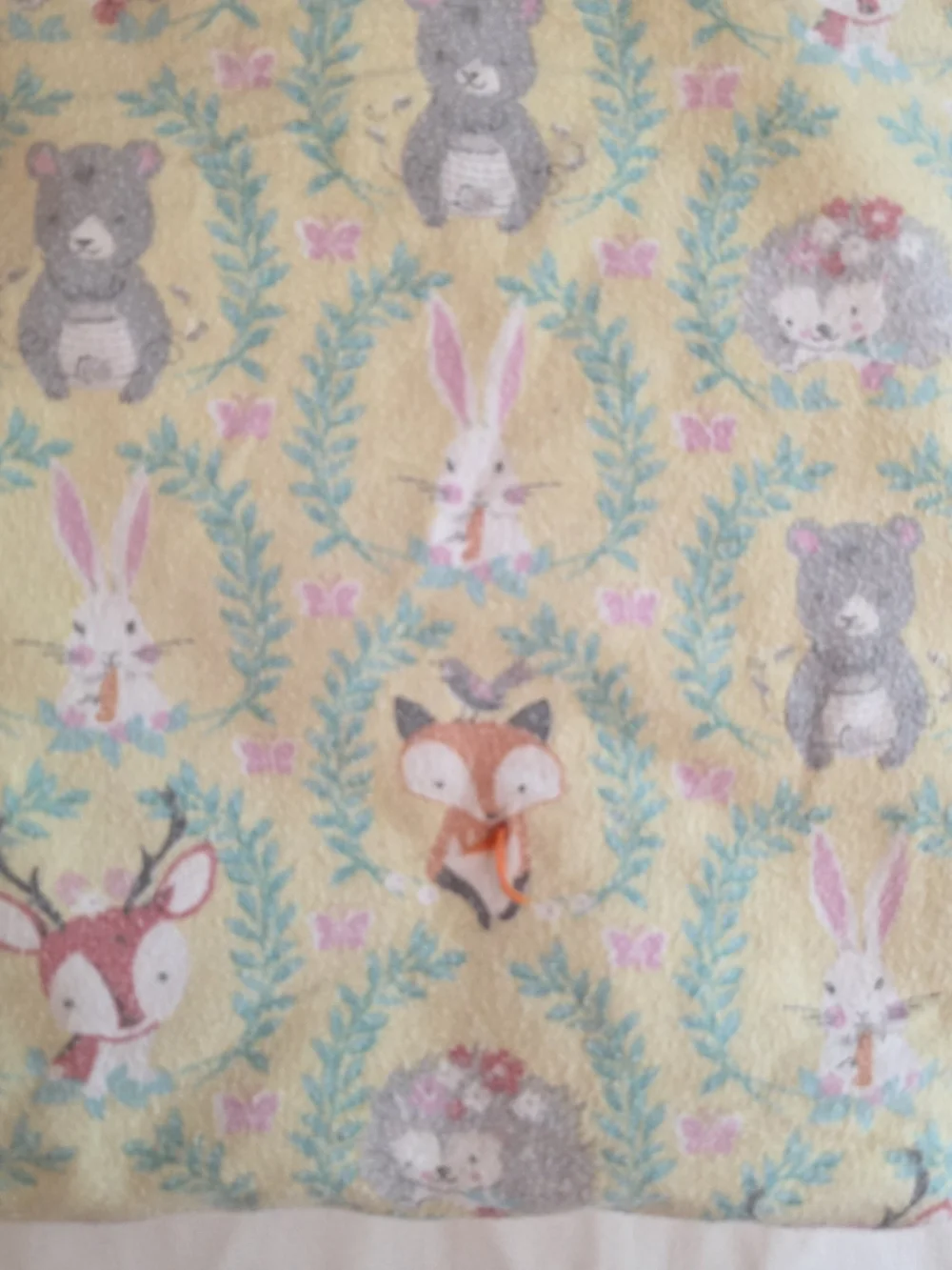 Handmade Woodland Animal Baby Blanket Pink Flannel Bunny Bear‎ Fox Deer Hedgehog